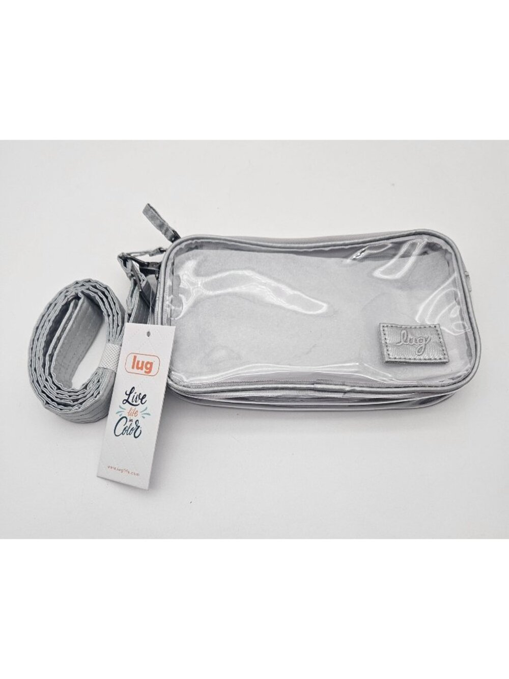 LUG Coupe Convertible Clearview Metallic Silver Crossbody Concert Stadium NWT